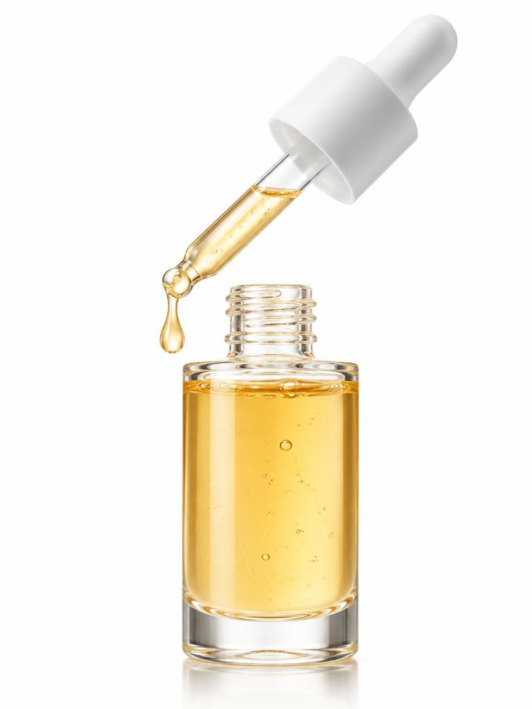 Input product photo: Serum ampoule · texture close-up